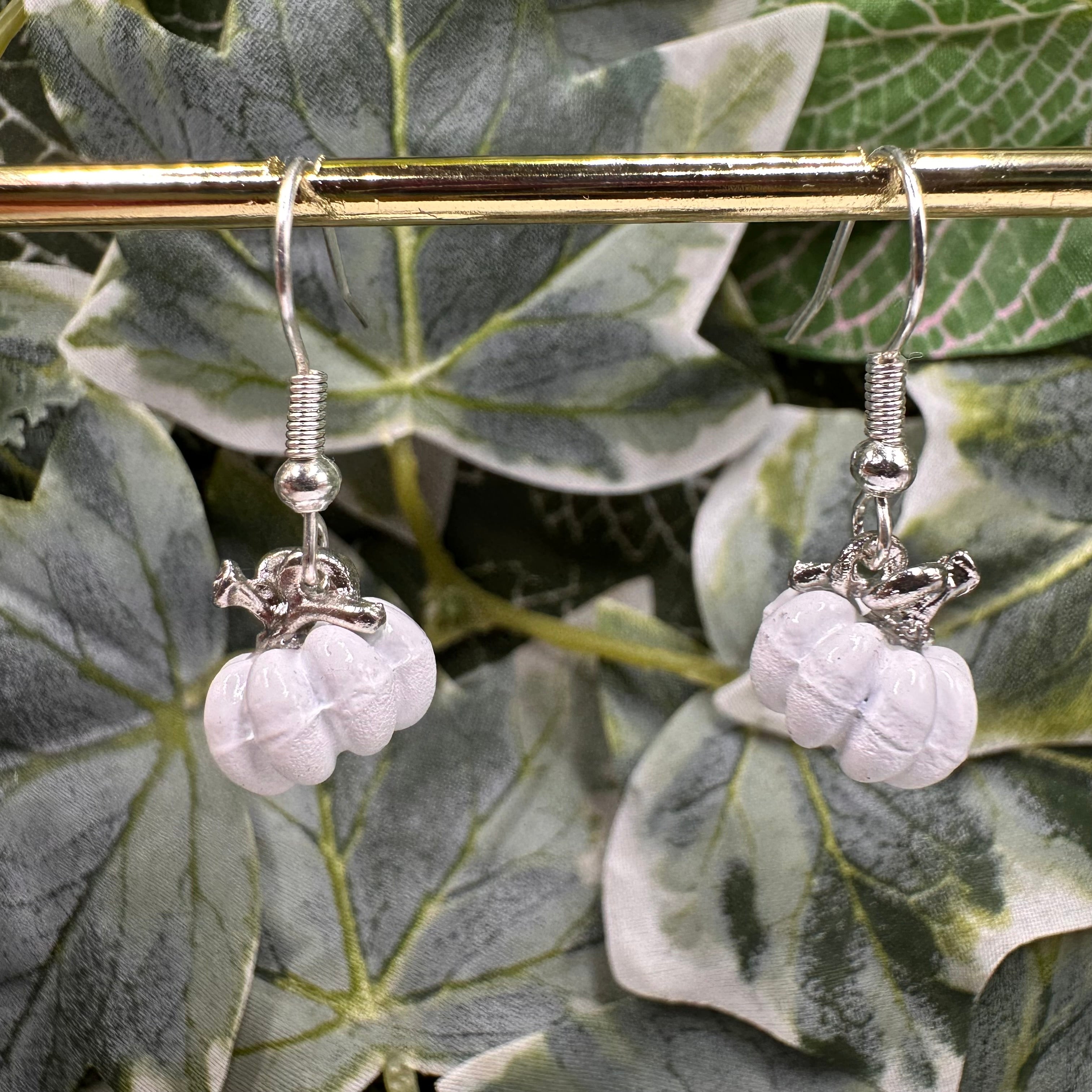 White Pumpkin Charm Earrings
