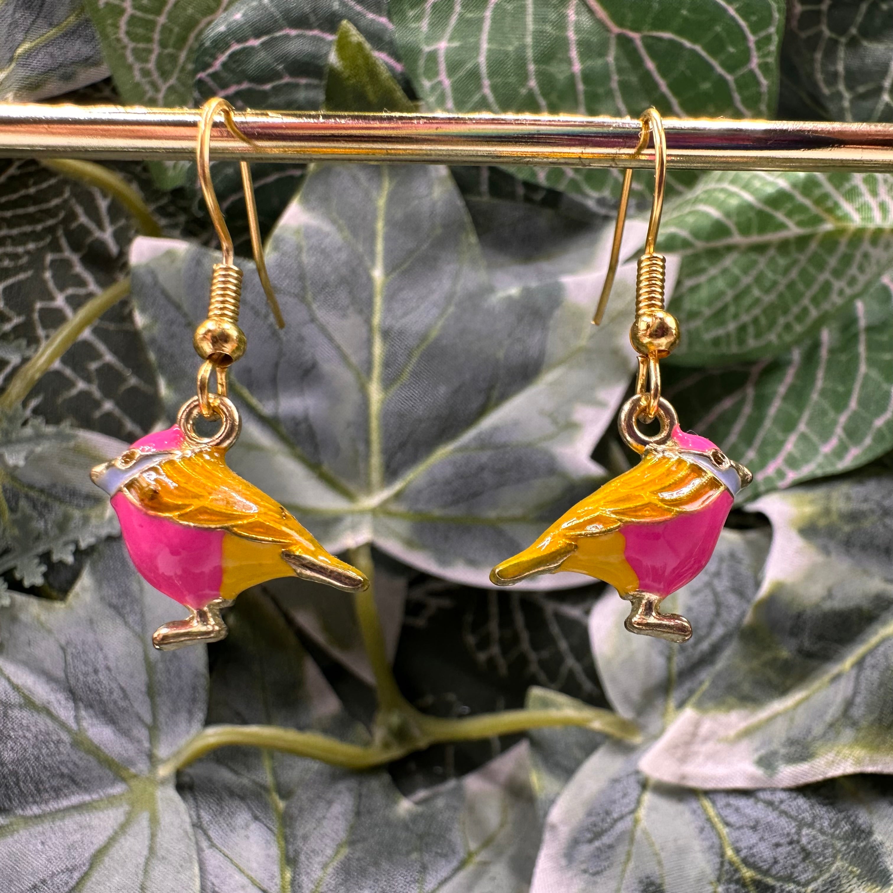 Vibrant Bird Charm Earrings