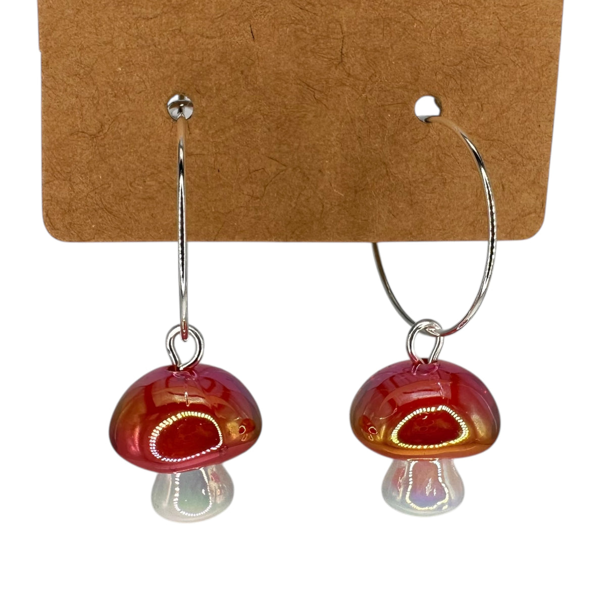 3D toadstool mushroom charm earrings — Rebel Aura handmade jewellery