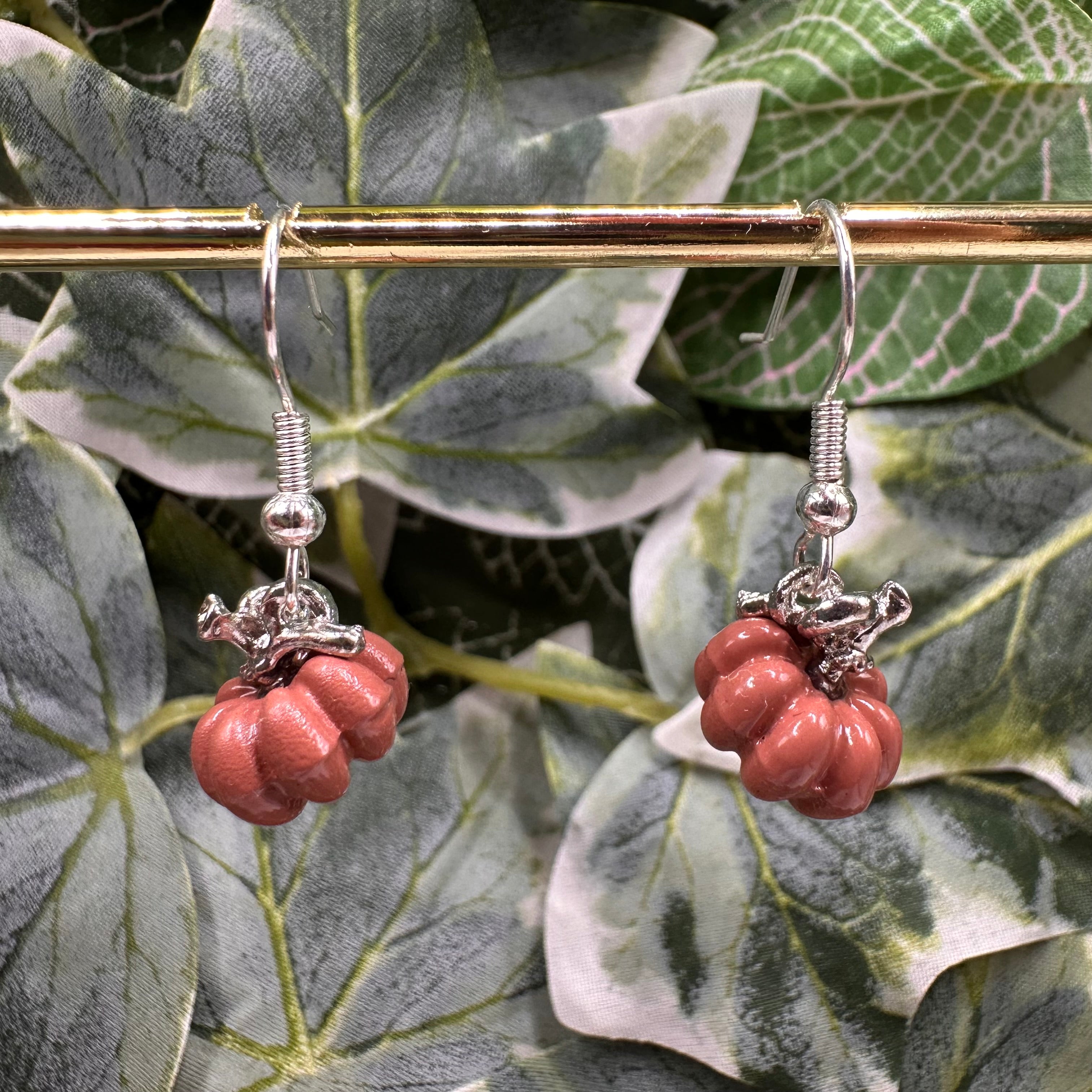 Brown Pumpkin Charm Earrings