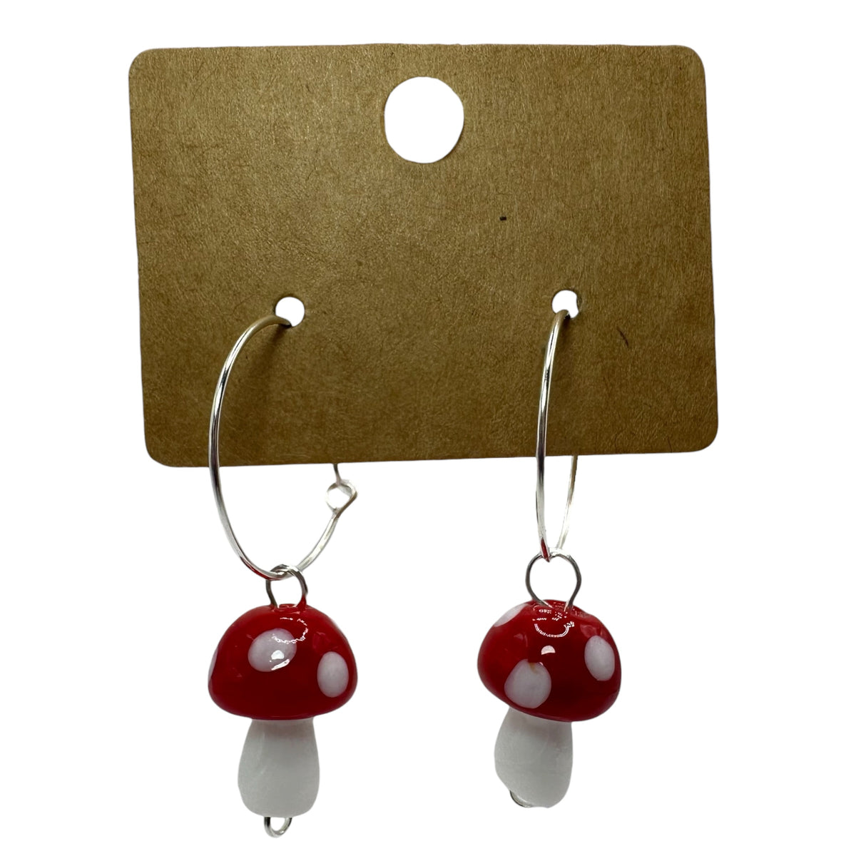 Glass Toadstool Charm Earrings