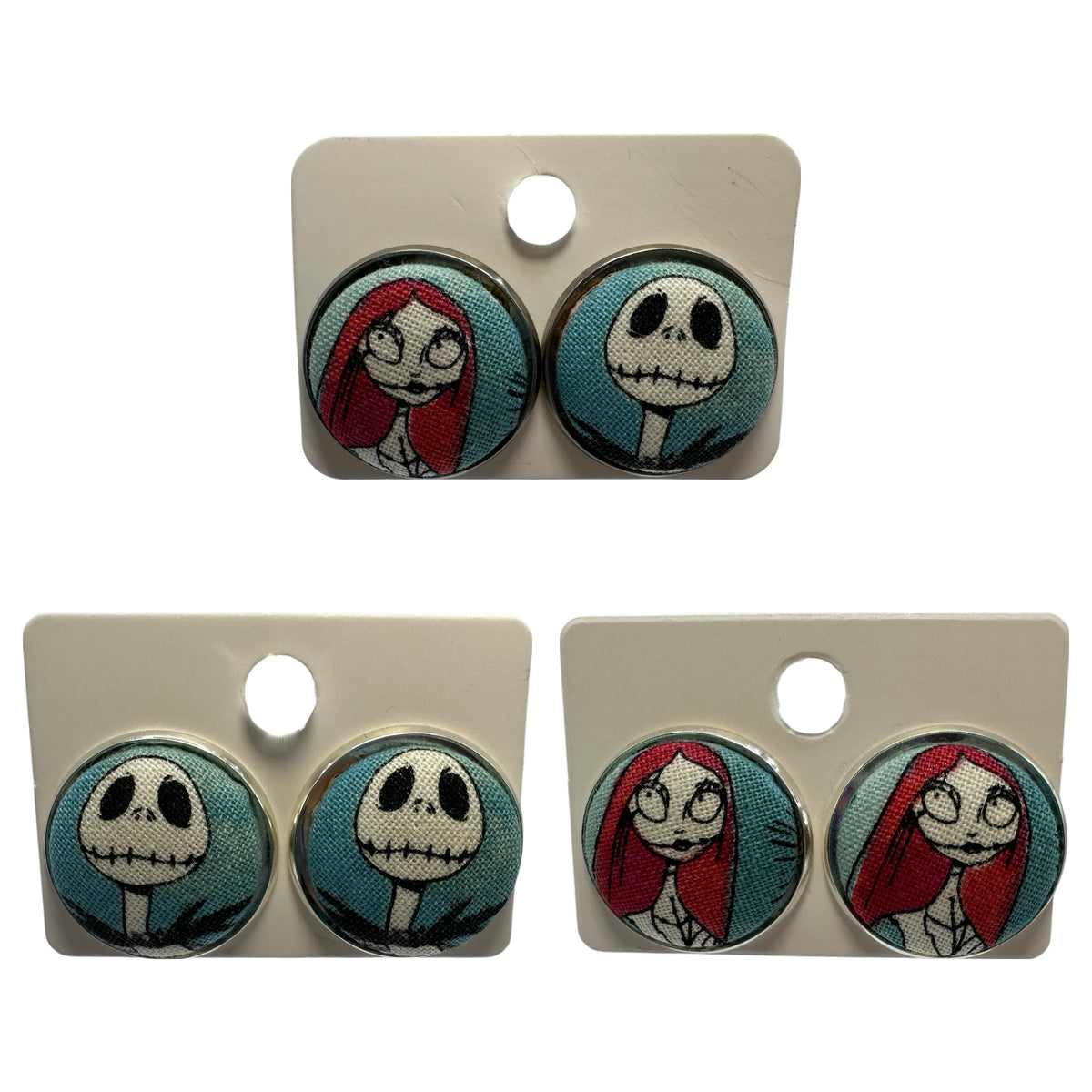 Nightmare Before Christmas Stud Earrings: Jack Skellington & Sally